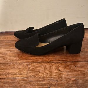 Banana Republic black suede low block heels
